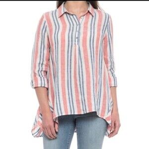 Artisan NY 100% Linen Striped Popover Tunic Large